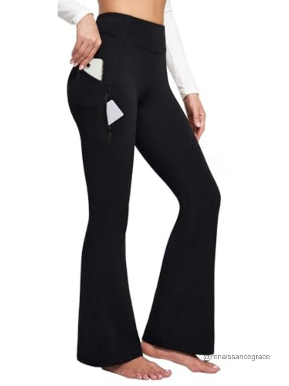 Fleece Lined Yoga Pants with Pockets Water Resistant High Waist Flare Leggings